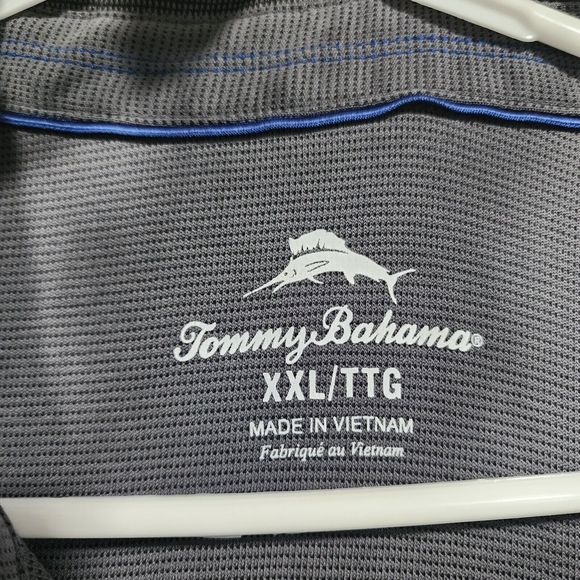 Tommy Bahama Shirt Polo Mens 2XL Gray Solid Short Sleeve 70% Tencel 25% Poly - Picture 3 of 16